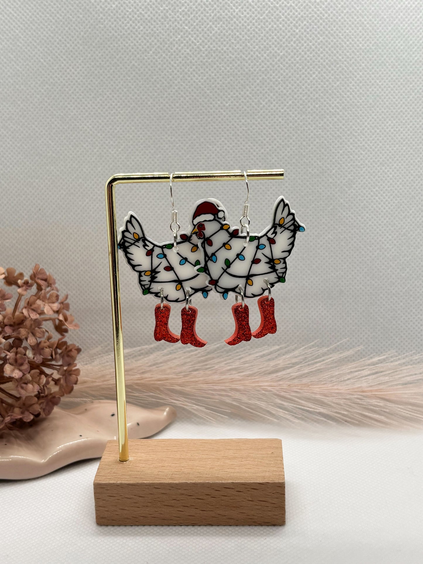 Red Chicken Earrings