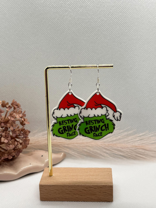 Resting Grinch Face Earrings