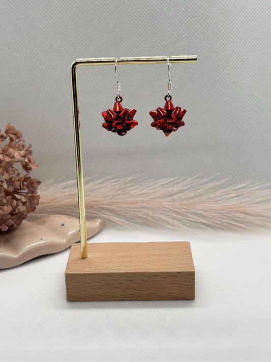 Red Christmas Bow Earrings