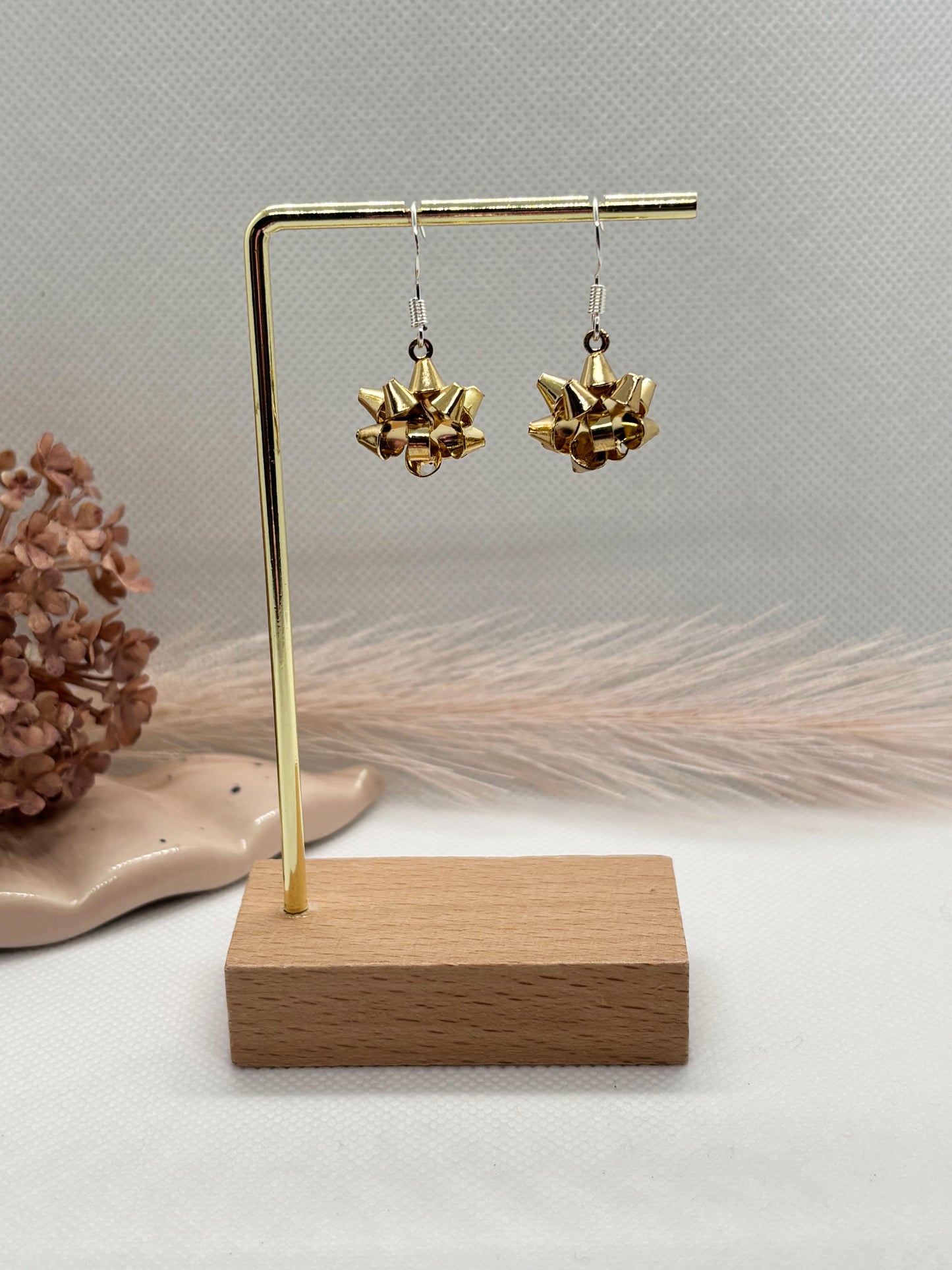 Gold Christmas Bow Earrings