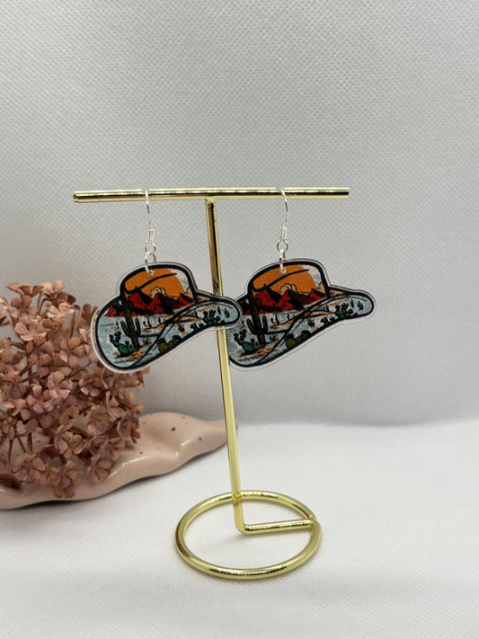 SunSet Desert Hat Earrings