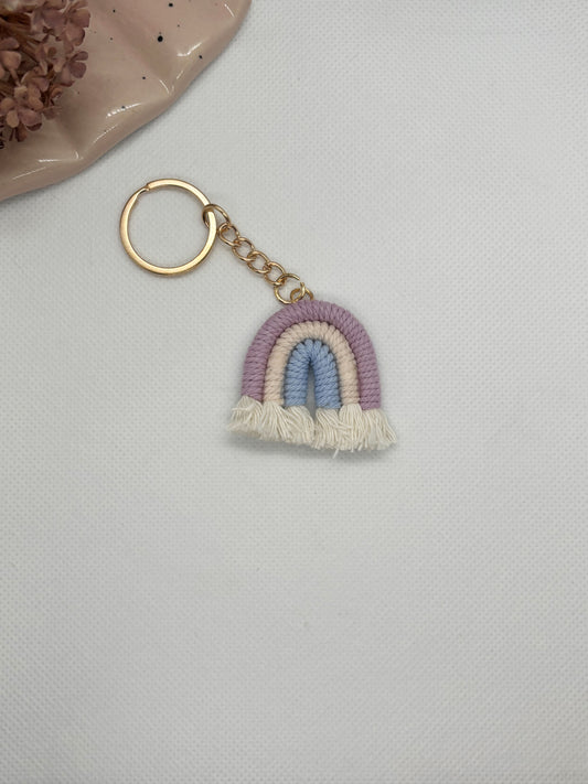 Blue & Purple Mini Macrame Rainbow Keychain