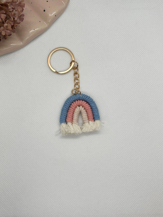 Blue & Pink Mini Macrame Rainbow Keychain