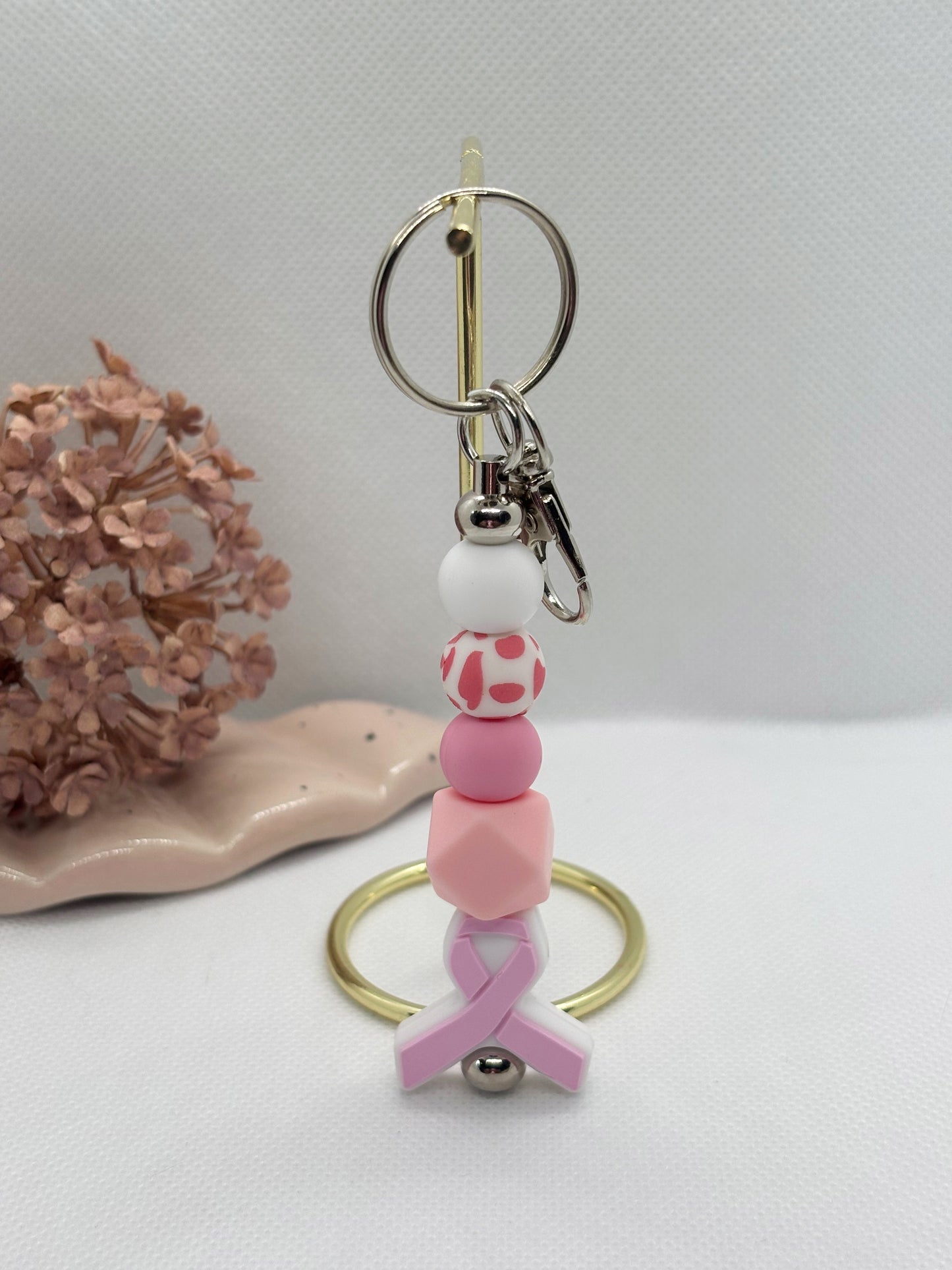 Pink Bow Silicone Keychain