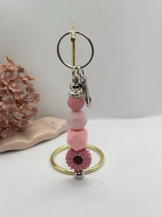 Blush Silicone Flower Keychain