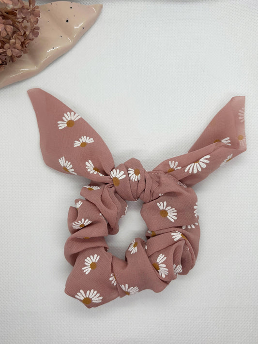 Blush Flower Bow Scrunchies