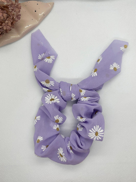 Purple Flower Bow Scrunchies