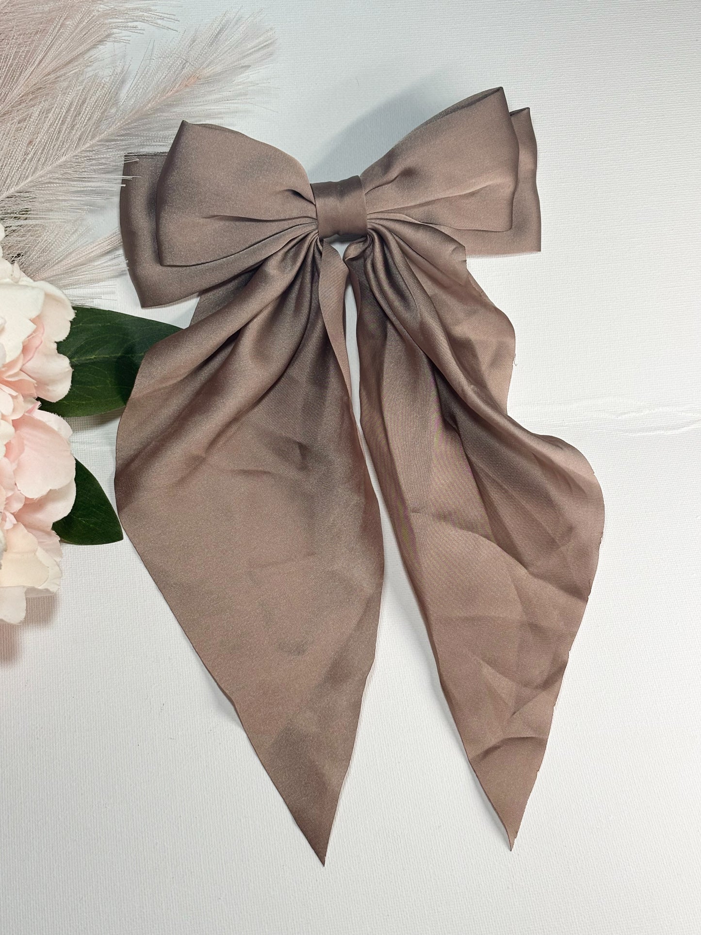 Mocha Silk Hair Bow