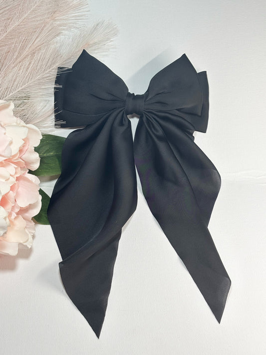 Black Silk Hair Bow