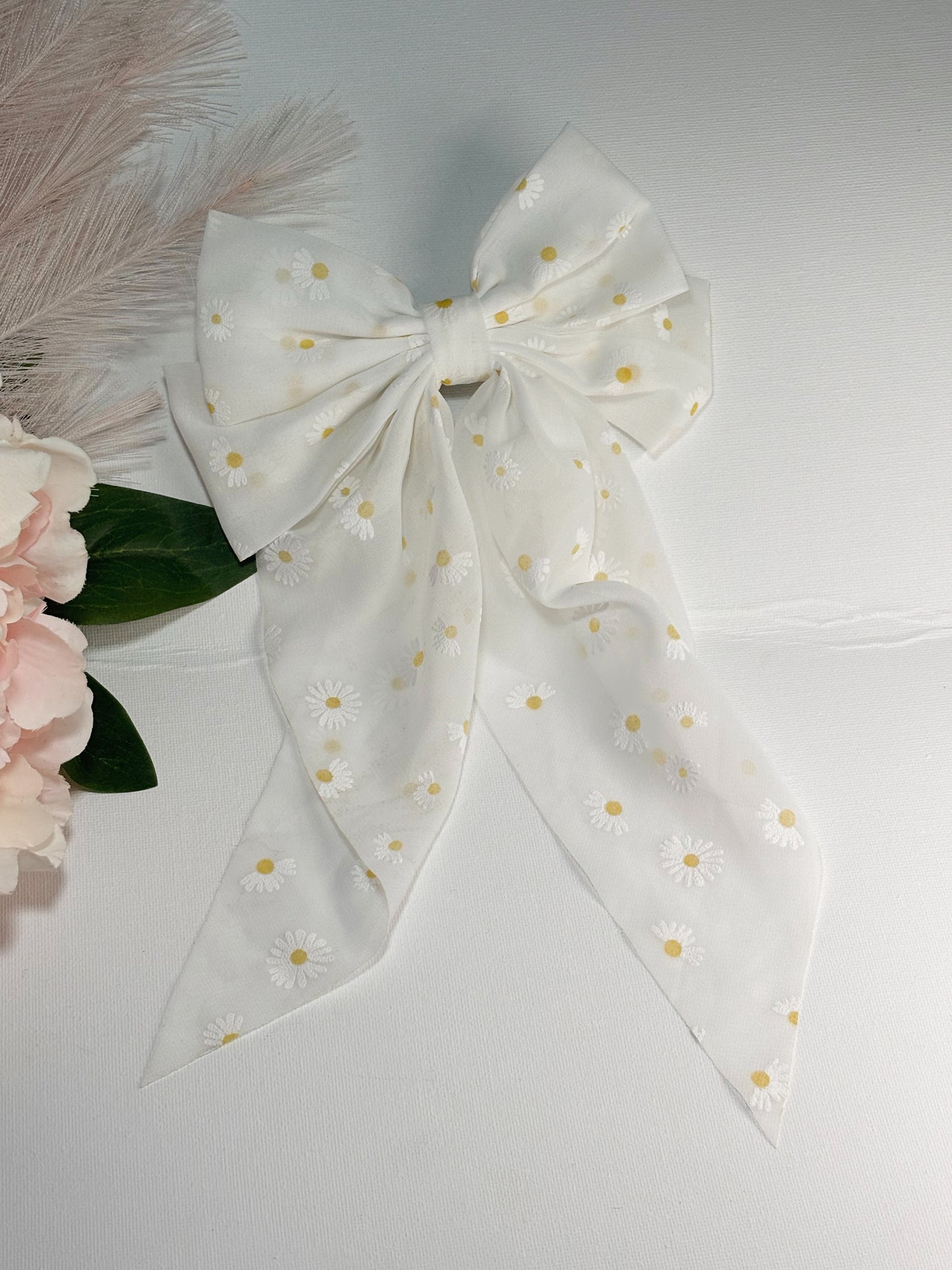 White Flower Hair Bow