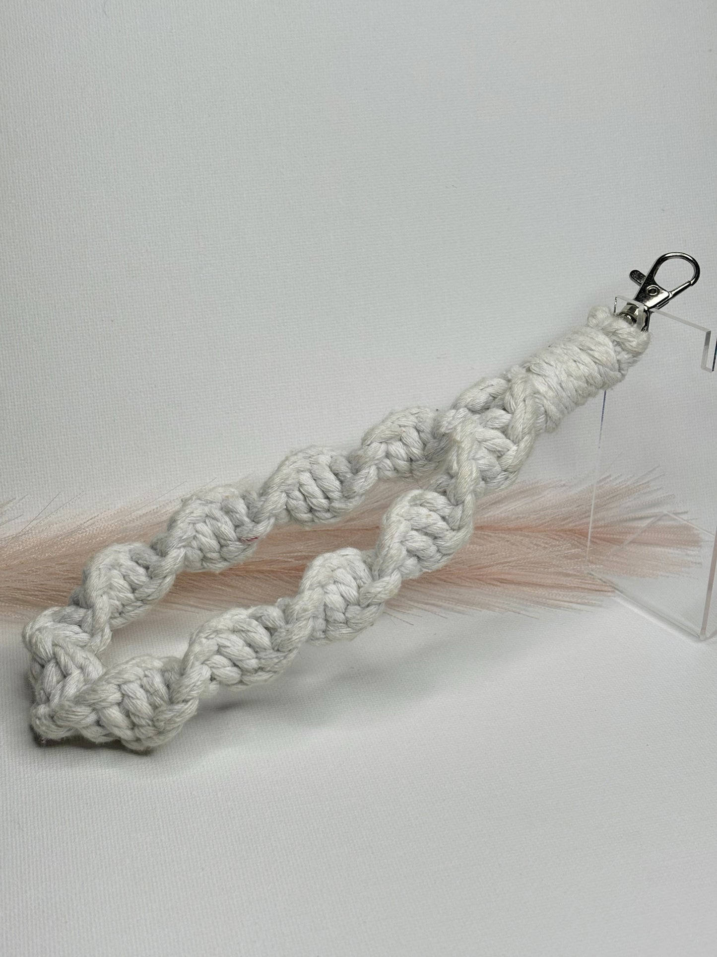 White Macrame Wristlet