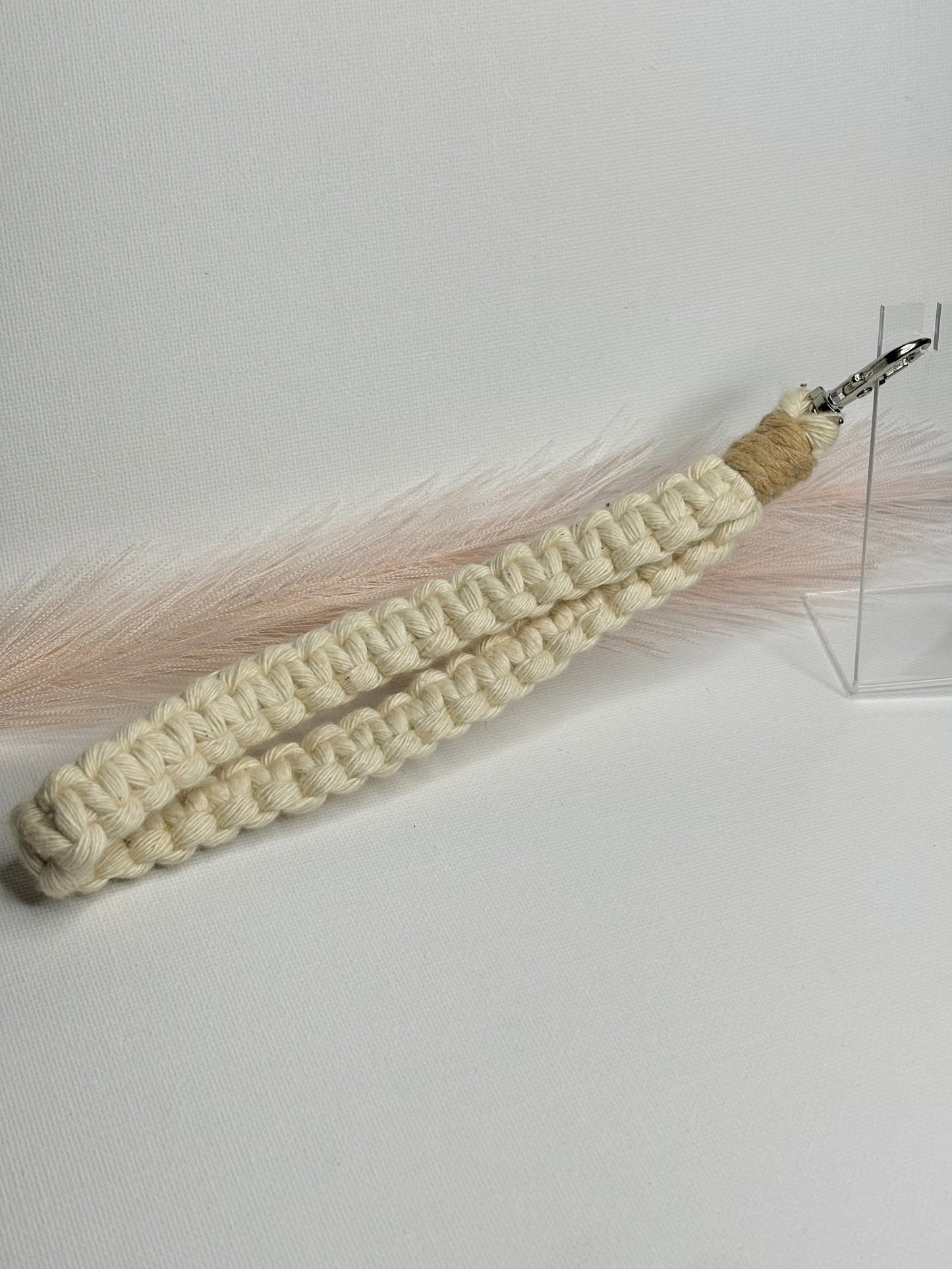 Cream Macrame Wristlet