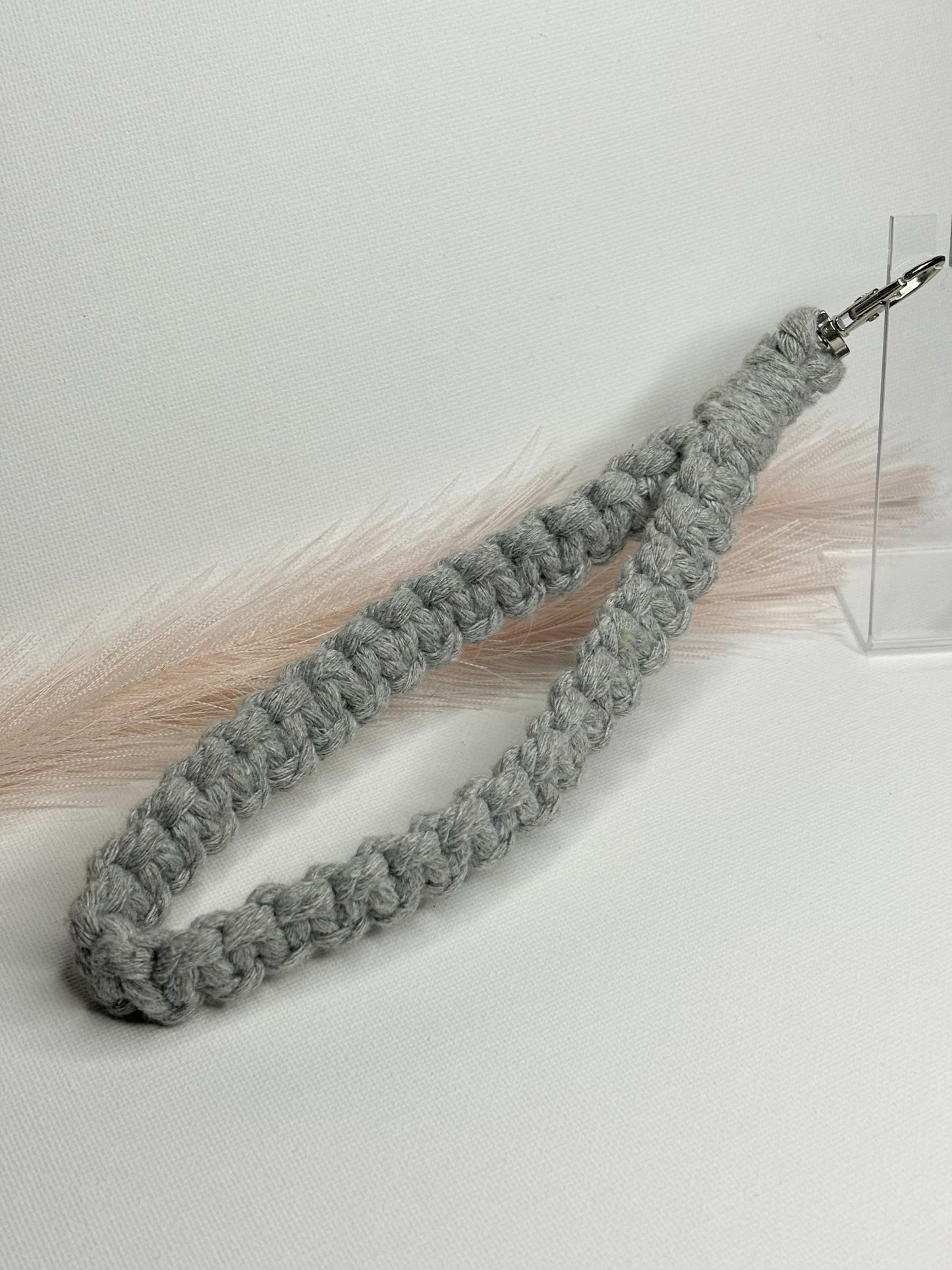 Light Grey Macrame Wristlet