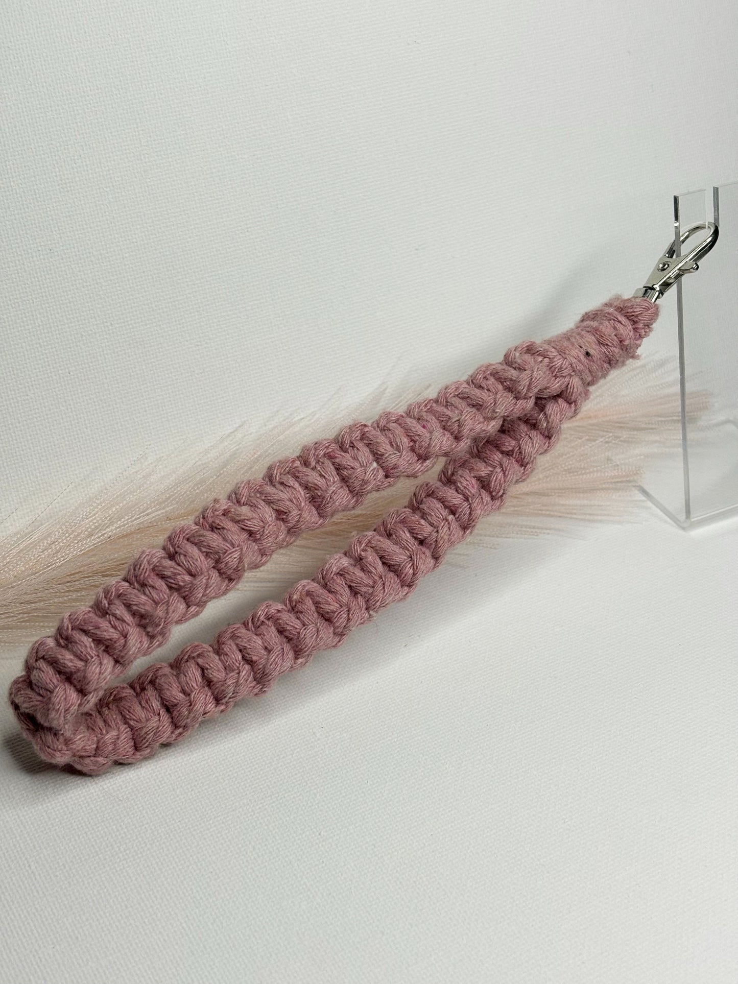 Blush Pink Macrame Wristlet