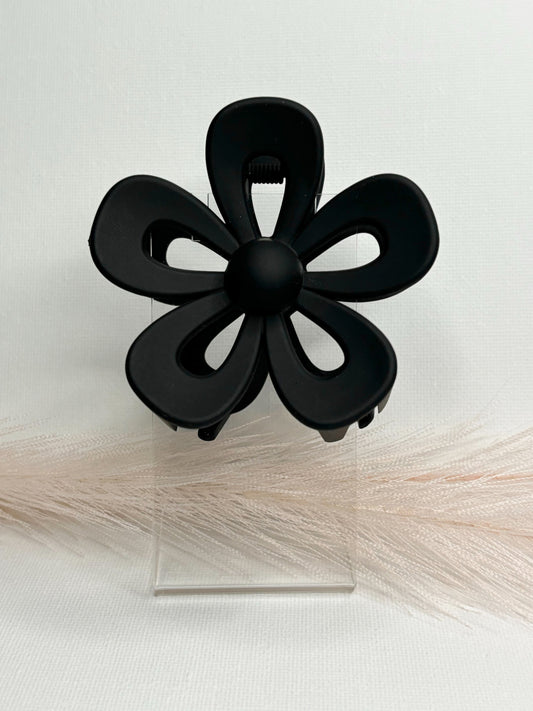 Black Flower Claw Clip