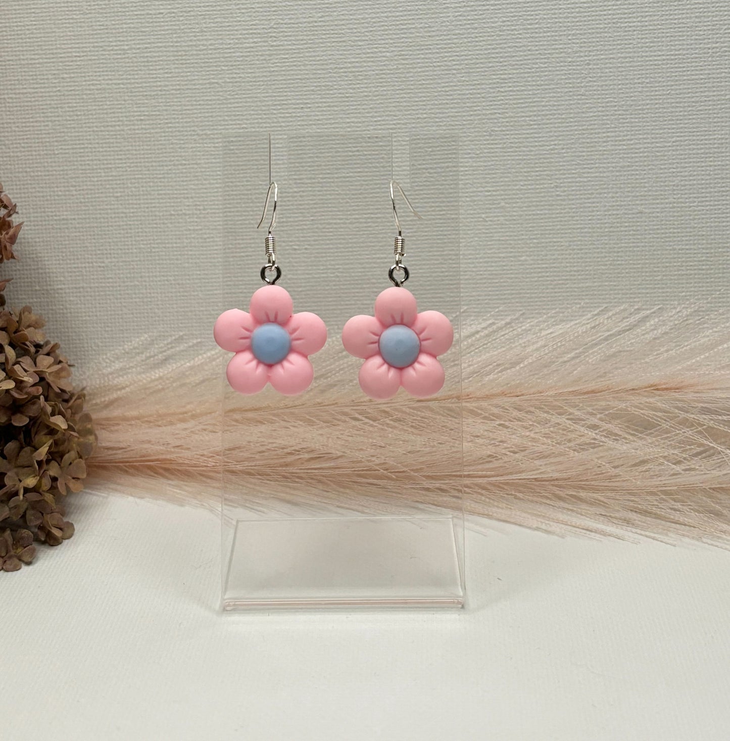 Pink Flower Earrings