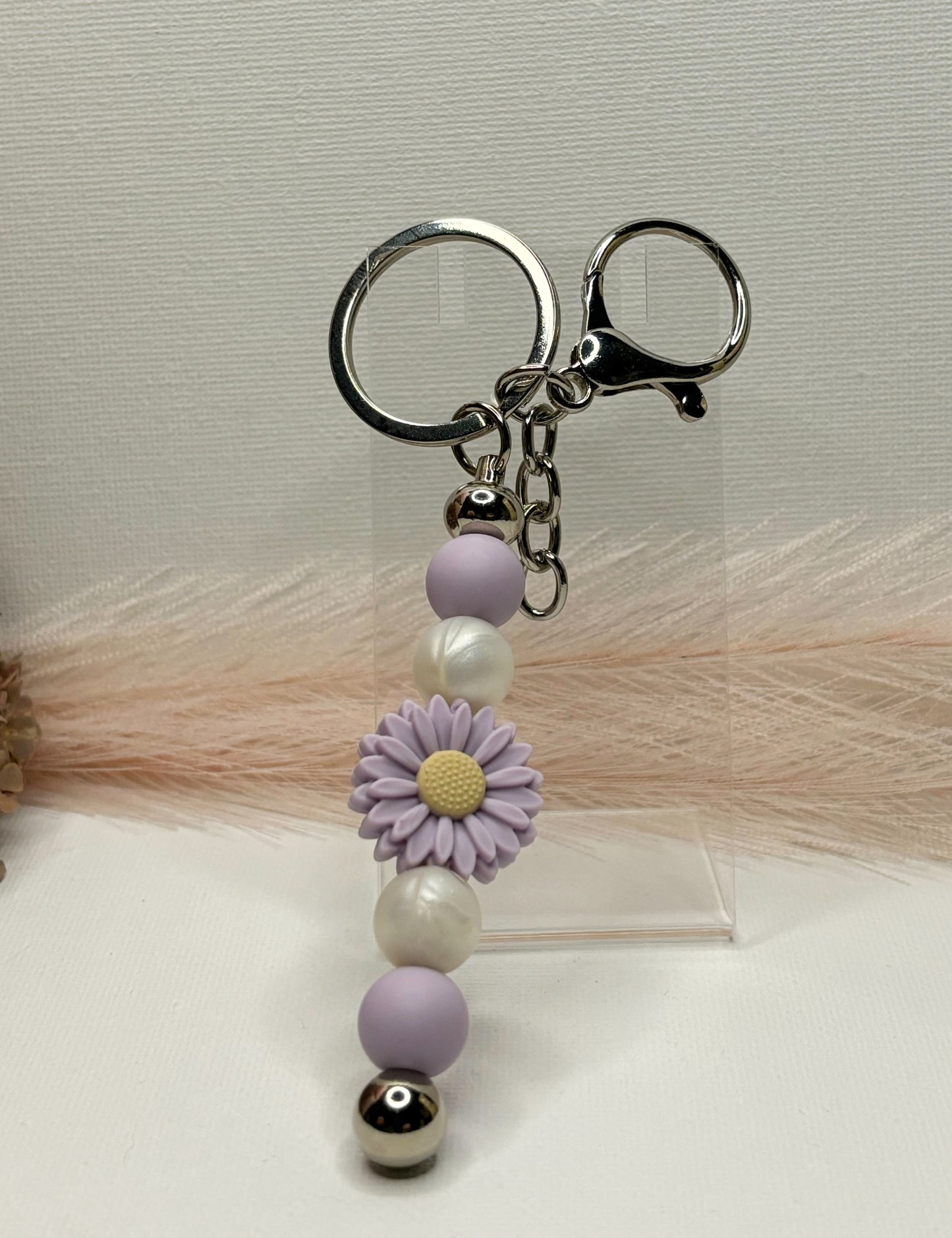 Purple Flower Silicone Keychain