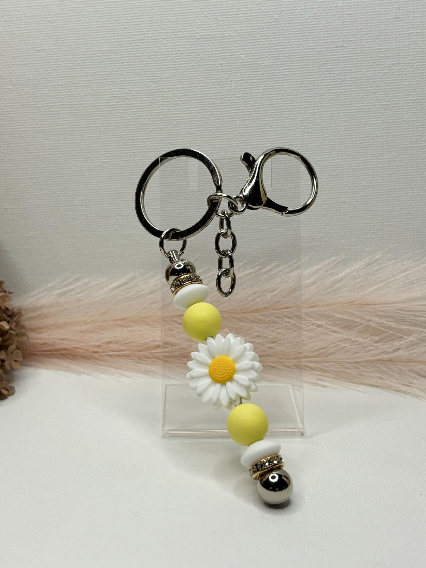 White Flower Silicone Keychain