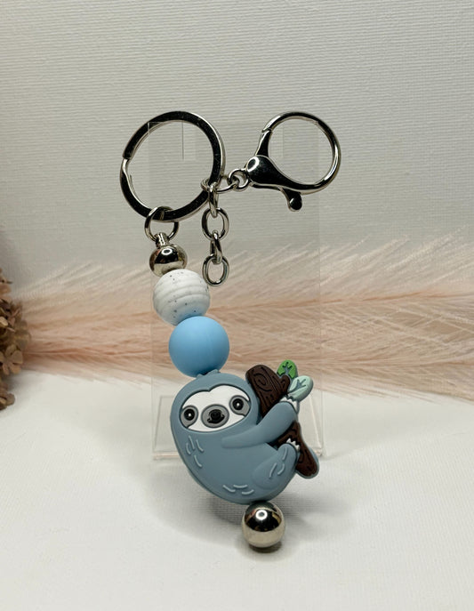 Blue Sloth Silicone Keychain