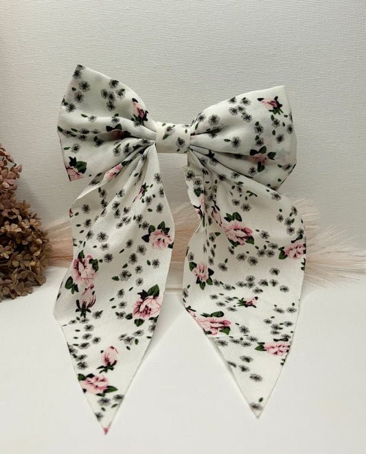 White Floral Hair Bow