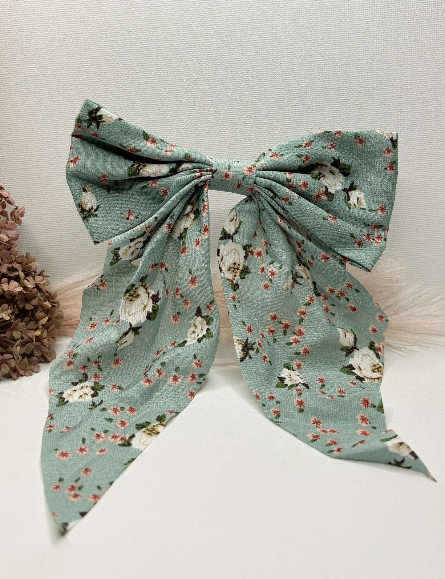 Sage Floral Hair Bow