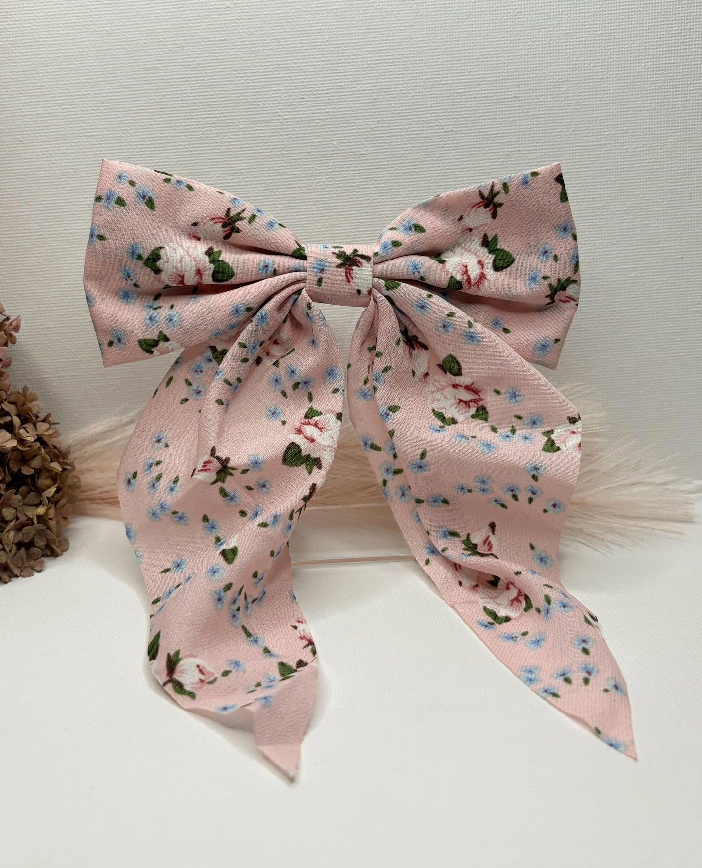 Pastel Pink Floral Hair Bow