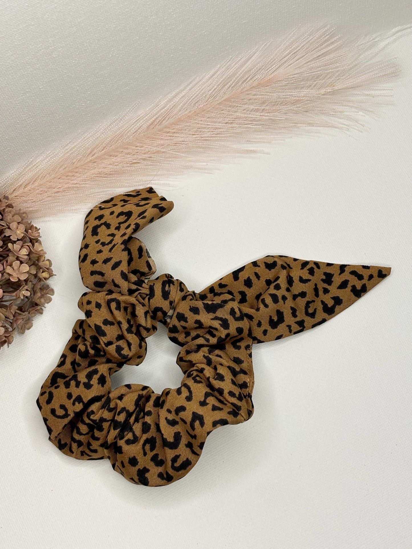 Leopard Print Bow Scrunchies